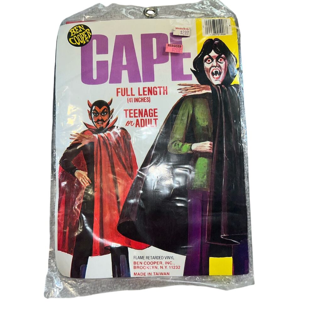 Vintage Ben Cooper Vampire devil Full Length Red Vinyl Cape costume gothic
